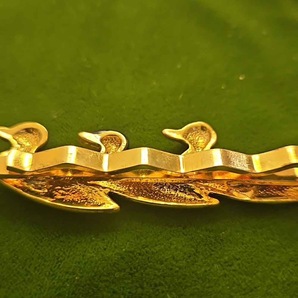 Vintage Gold-Tone Green & Blue Duck Tie Bar with Crystal Accents - Picture 4 of 5